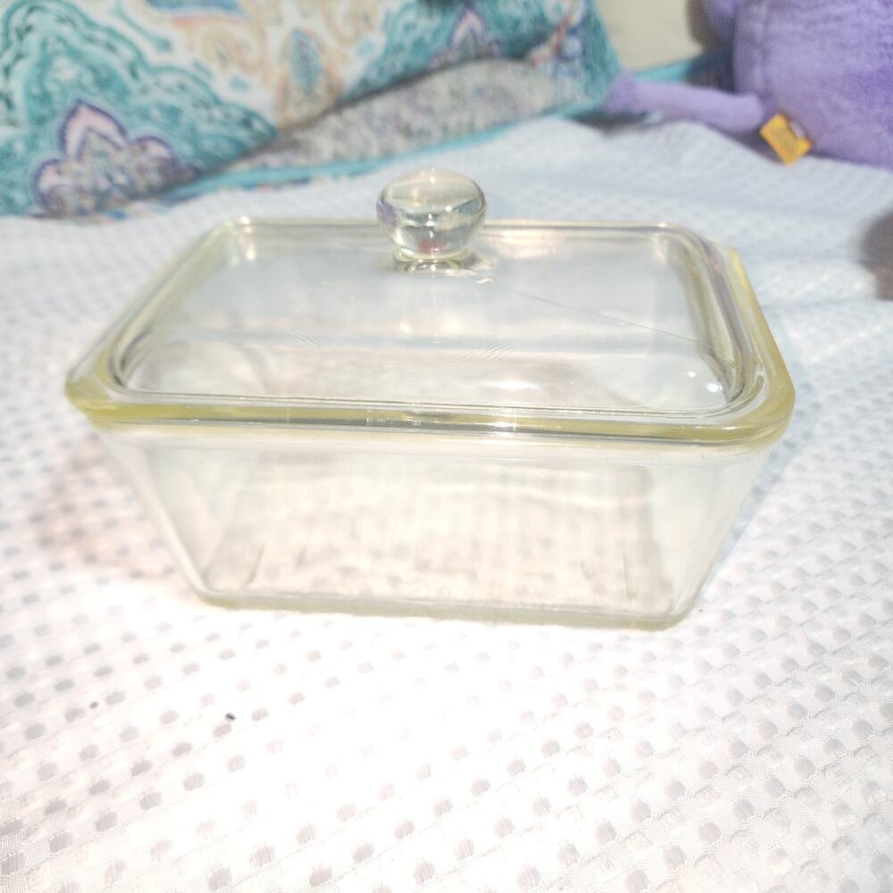 GLASBAKE EUC GLASS LIDDED 1.5 qt LOAF BAKEWEAR PAN GLASS